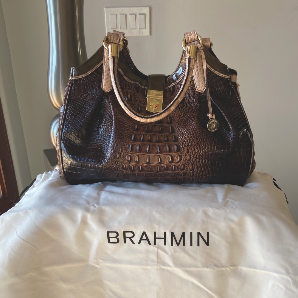 Brahmin Elisa Fossil Tri-texture Leather Hobo